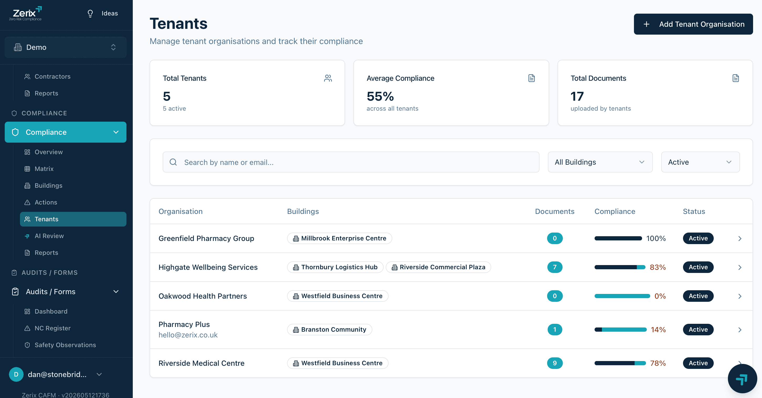 Tenant and landlord assurance module for third-party compliance management